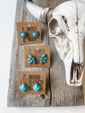 Western Turquoise Square Stud Earrings