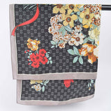 Multi Print Silk Bandana Scarf – Black