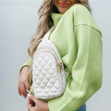 Pinelope Quilted Puffer Puffy Sling Bag Bum Bag Cream