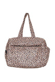 Brown Leopard Print Quilted Duffel Weekender Bag