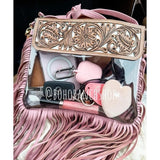 Hand Tooled Leather Clear Purse Crossbody Concert Game Day Pink
