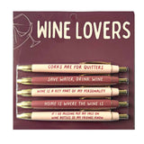 Wine Lovers Pen Set | 5-Piece Novelty Gift Set | Funny Wine Gifts