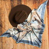 Wild Horses Watercolor Print Wild Rag Scarf | Blue | 36x36