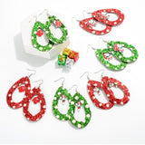 Red Glitter Christmas Teardrop Earrings with Red Enamel Mitten Charms