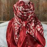 Red & Cream Paisley Wild Rag Scarf, 35-inch