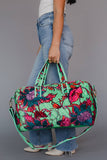 Mint & Multicolored Floral Duffel Bag