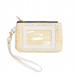 ID Wristlet Greek Key Gold Cream