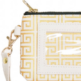 ID Wristlet Greek Key Gold Cream