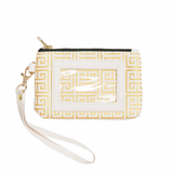 ID Wristlet Greek Key Gold Cream