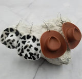Acrylic Cowgirl Hat Earrings Brown