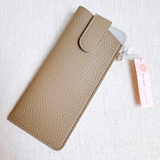 Button Up Glass Case Bag Charm - Clip-On Sunglasses Holder Khaki 7"