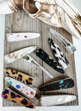 Western Hair On Cowhide Hair Clip Barrette: RAINBOW