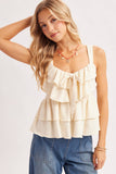 Ruffle Tiered Self-Tie Camisole Top
