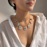 Mahjong Multi Tile Charm Necklace | 7 Tile Charms | Gold
