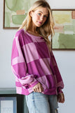 Checkered Long Sleeve Crewneck Sweatshirt Magenta