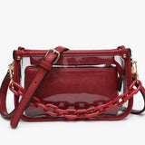 Jessica Clear Duo Crossbody Strap Chain Strap Crimson