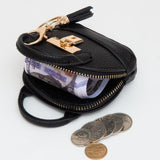 Mini Vegan Leather Purse Pouch Keychain Bag Charm Black