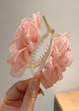 Rose Petal Sheer Fabric Hair Claw Clip — Peach