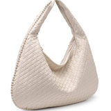 Victoria Woven Vegan Leather Hobo Bag | Oatmilk