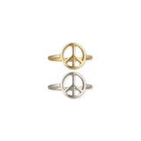 Peace Sign Cutout Ring Set | Gold Plated Metal