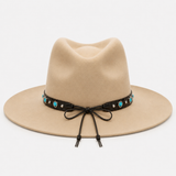 Black Vegan Leather Western Hat Band with Turquoise-Color Accents