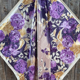 Purple and Cream Floral Printed Western Southwestern Wild Rag Scarf Accent