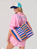 Samba Tote | Orange, Blue & Pink Stripe | Oversized Beach Tote