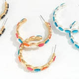 Stone Hoop Earrings Multicolor