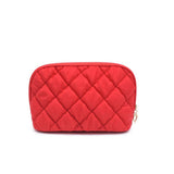 Cloud Kiss Quilted Puffer Nylon Cosmetic Dome Pouch in Red