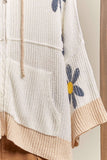Hooded Floral Crochet Quarter Sleeve Top