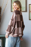 Winter Checkered Long Sleeve Sweatshirt Mocha Regular and Plus Size