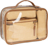 Joan & David Straw Texture 4-Piece Clear Cosmetic Bag Set