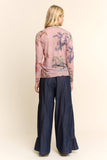 Running Horse Camo Printed Mesh Top — Dusty Pink