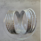 Silver with Silver Gold Glitter Thin Metal Bangles Metallics Stack of 6