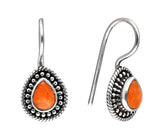 Orange Mohave Turquoise Dangle Earrings | 925 Sterling Silver Boho Artisan