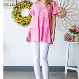 Pink Leopard Tiered Short Sleeve Top