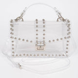 Studded Clear Crossbody Bag – Silver Metal Hardware