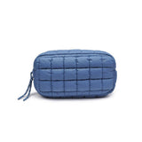 Cloud Nine Quilted Puffer Nylon Cosmetic Pouch in Denim