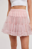Pink Ruffle Tiered Tulle Tutu Mini Skirt