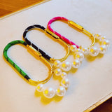 Roped And Pearled Shackle Bag Charm Black