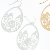 Brass Easter Drop Earrings Featuring Easter Bunny Silver
