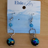 Turquoise Glass Bead Hexagon Dangle Earring