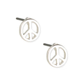 Silver Peace Sign Stud Earrings | Classic Symbol | Art Card Gift