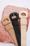 Stretchable Boho Raffia Belt Black