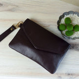 Baldwin Genuine Leather Wristlet Clutch Chocolate Brown