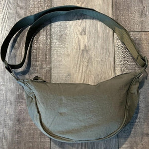 Nylon Crescent Crossbody Bag Olive Green
