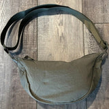 Nylon Crescent Crossbody Bag Olive Green