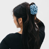 Blooming Rose Hair Claw Clip Denim Blue