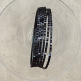 Black Ridged Thin Metal Bangles Metallics Stack of 6