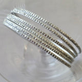 Light Silver Glitter Thin Metal Bangles Metallics Stack of 6